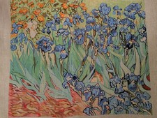 Hand Painted needlepoint canvas Iris And Orange Flowers 18X16 Van Gough Inspo 13