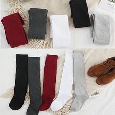 Stretch Ladies Pure color Thigh High Over The Knee Girls Cotton Socks Womens