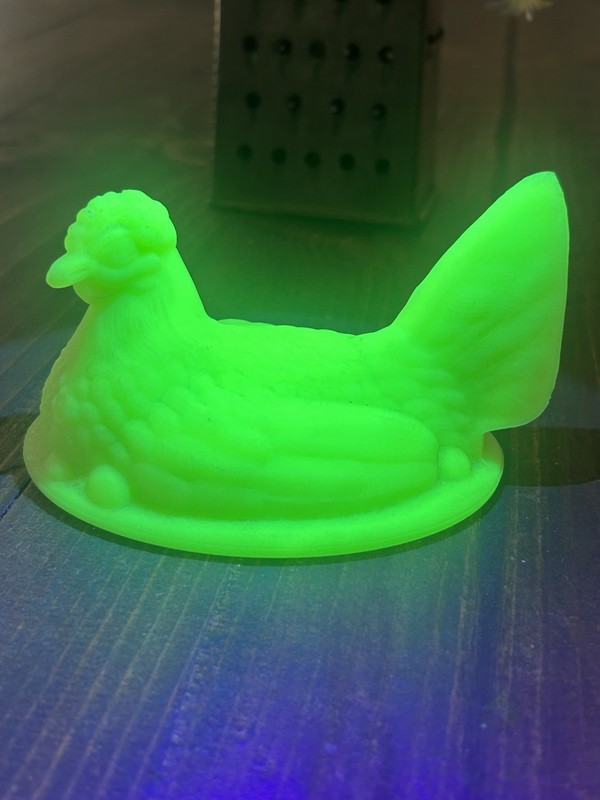 Vintage Fenton Lime Sherbet Satin Uranium Glass Hen on a Nest – TOP ONLY HON