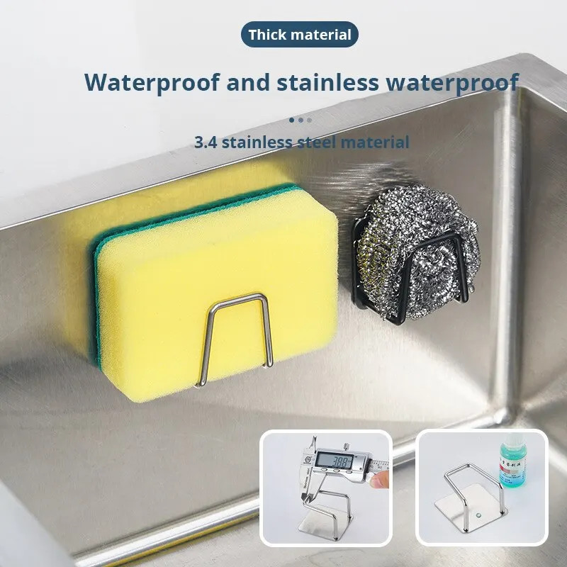 Stainless Steel Sink Sponge Holder Drain Rack Kitchen Organizer