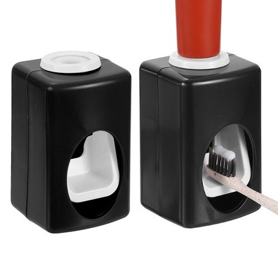 2 Pcs Single Slot Design Self-Adhesive Toothpaste Dispenser(Black)
