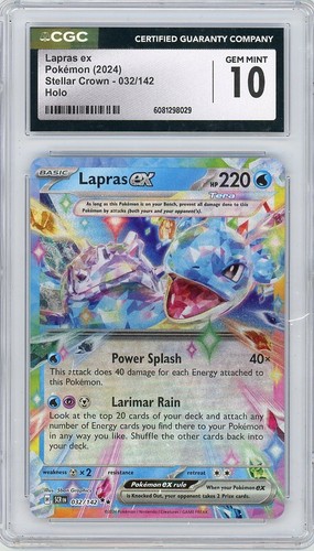 2024 Pokemon Stellar Crown Lapras ex #032/142 H CGC 10.. (B)