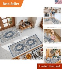 Kitchen Sink Rugs Set 0f 2: Washable Non-Slip Hardwood Floor Mat for Stove Di...