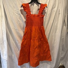 Quince 100% Organic Cotton Poplin Smock Midi Dress / Vermillion Red / Size Large