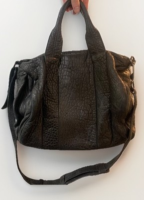 Alexander Wang Rocco Black Pebbled Leather Bag With Black Rivet