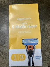 Men's 5 Blade Razor w/ Dual Lube Strips - 1 Handle & 16 Cartridges