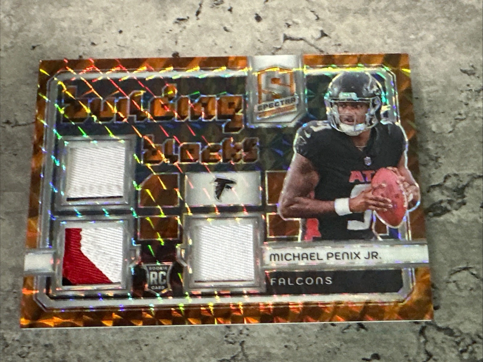 Michael Penix Panini Spectra Building Blocks Relics #BBMPJ Gold 1/1