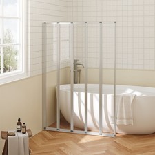 Shower Bath Screen Fold Hinge Door Panel 120/140cm Tempered Clear Glass Bifold