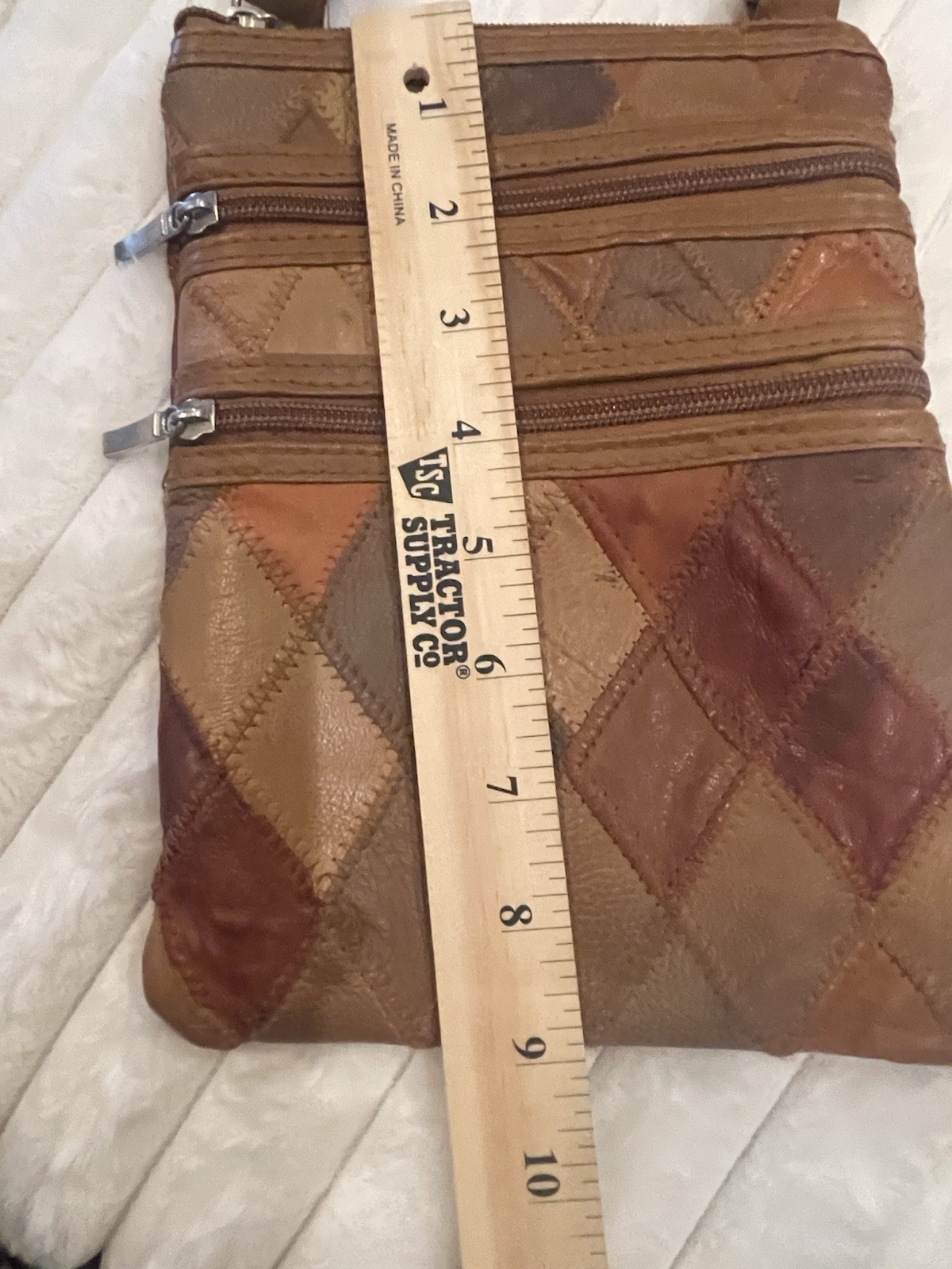 VTG Leather/Polyester Patchwork Crossbody Bag 70’… - image 4