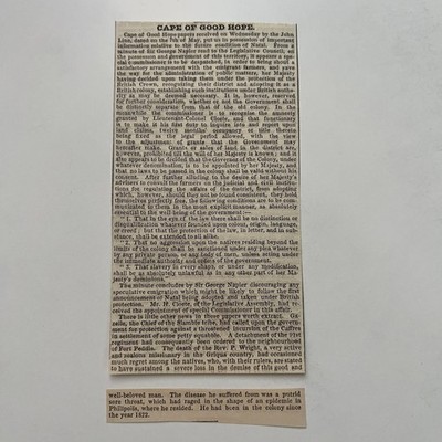 Cape Of Good Hope Papers Received By The John Line 1843 London Clipping SAI5-4
