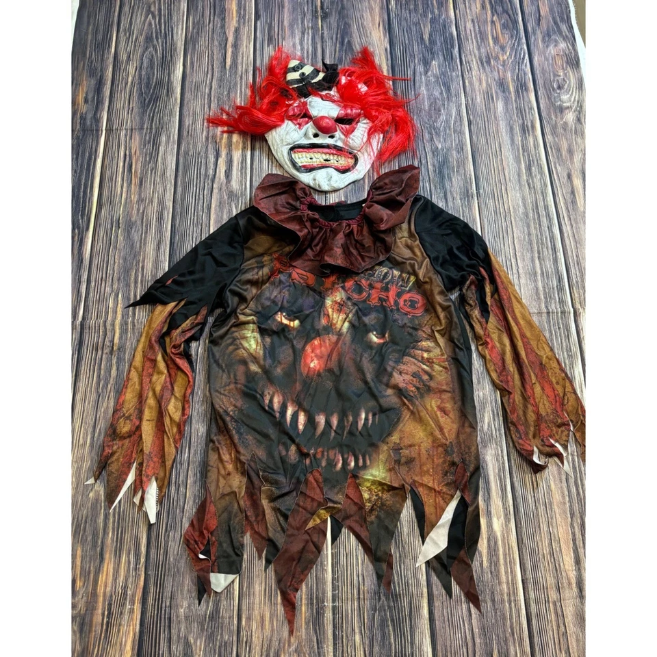 Disfraz de Payaso Psicosis Sideshow Niños M (8-10) Camisa Máscara Halloween Miedo Foto 3 de 4