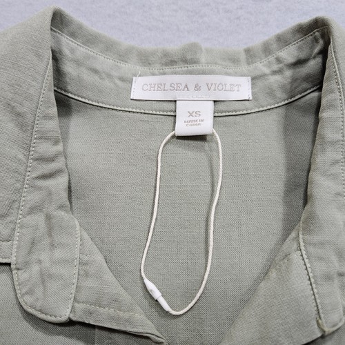 Chelsea & Violet Button Down Top Shirt Womens XS Sage Green Roll Sleeve Collared - Picture 4 of 10