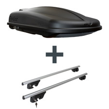 Dachbox Topbox TopBox 420 + Dachträger Menabo Sherman für Nissan Almera Tino V10