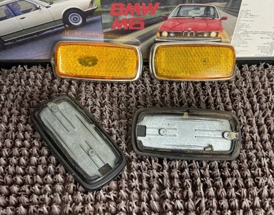BMW E3 E9 E10 2002 Front Side Orange OEM Reflector Fender Lens Pair Set of 2 