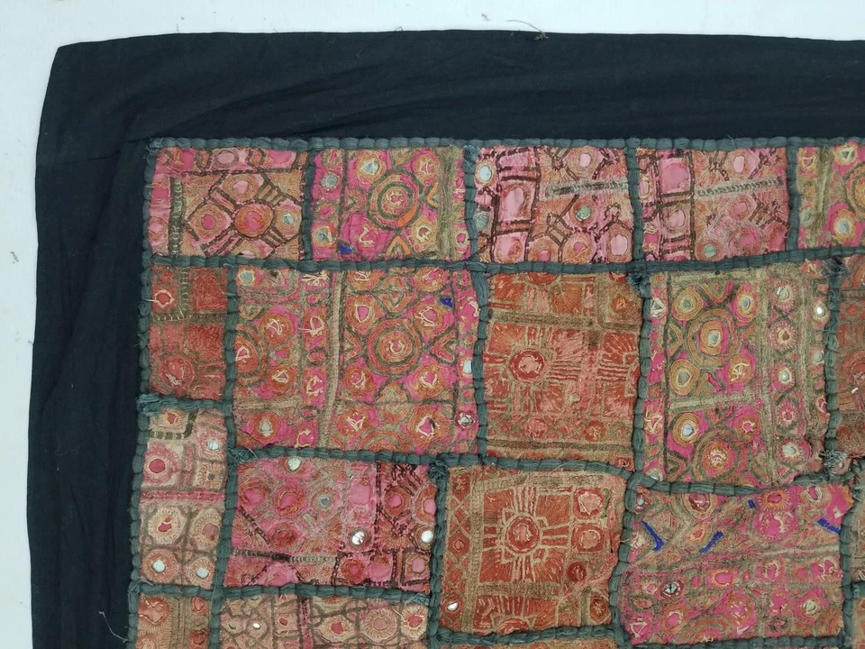 Tapiz de pared bordado con retazos indios tradicionales vintage 161x85 cm Foto 3 de 4