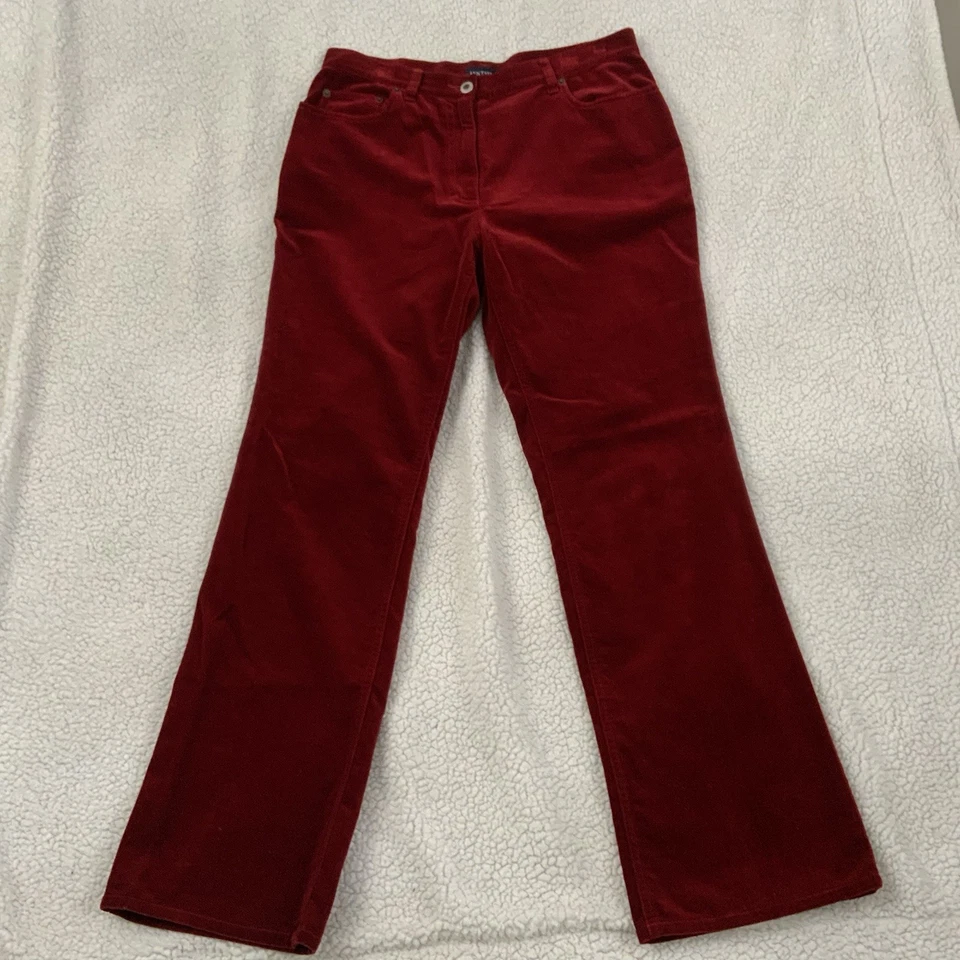 Ann Taylor Sz 10 Velvet Pants Red Bootcut 5 Pocket Jean Style Dressed To Casual