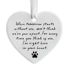 OFlyDesigns Pet Memorial Ceramic Heart Keepsake,When Tomorrow Starts white