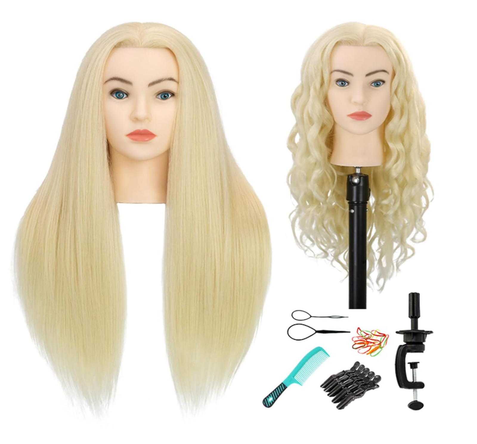 28" Mannequin Head with Human Hair Light Blonde 80% Real Hair (613#)
