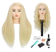 28" Mannequin Head with Human Hair Light Blonde 80% Real Hair (613#)
