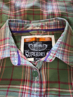 SUPER DRY DENIM Damen Flanell Hemd Gr. L Grün kariert, guter Zustand!