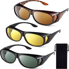 Frienda 3Pcs Fit Over Sunglasses Men Women Polarized Lens Wrap Over Glasses