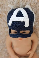 Knit Crochet Baby Child Captain America Hat Cap Baby Shower Hat Beanie 2-6 Year