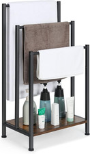 Freestanding Towel Rack, 3 Tier Blanket Ladder Holder with Rustic Brown Wooden S