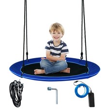 40" Saucer Tree Swing 660 LBS for Kids Adults Outdoor w/LED Lights Blue