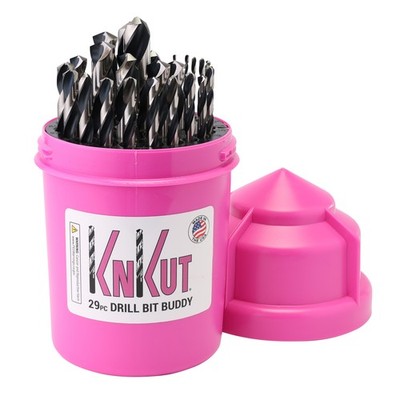 KnKut Pink Drill Bit Set 29pc Jobber Length 1/16 1/2'' by 64ths 29KK5DB