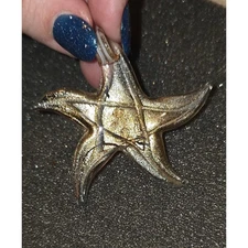 Vintage Murano‑Style Glass Starfish Pendant Gold Copper Swirl Handmade