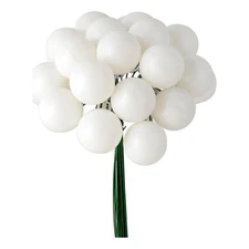 Vickerman 6" Plastic Ball Ornament Christmas Picks in Shiny White (Set of 2)