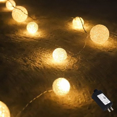 Globe String Lights Plug in Blinking Lights 20 Warm White Lights Balls with T...