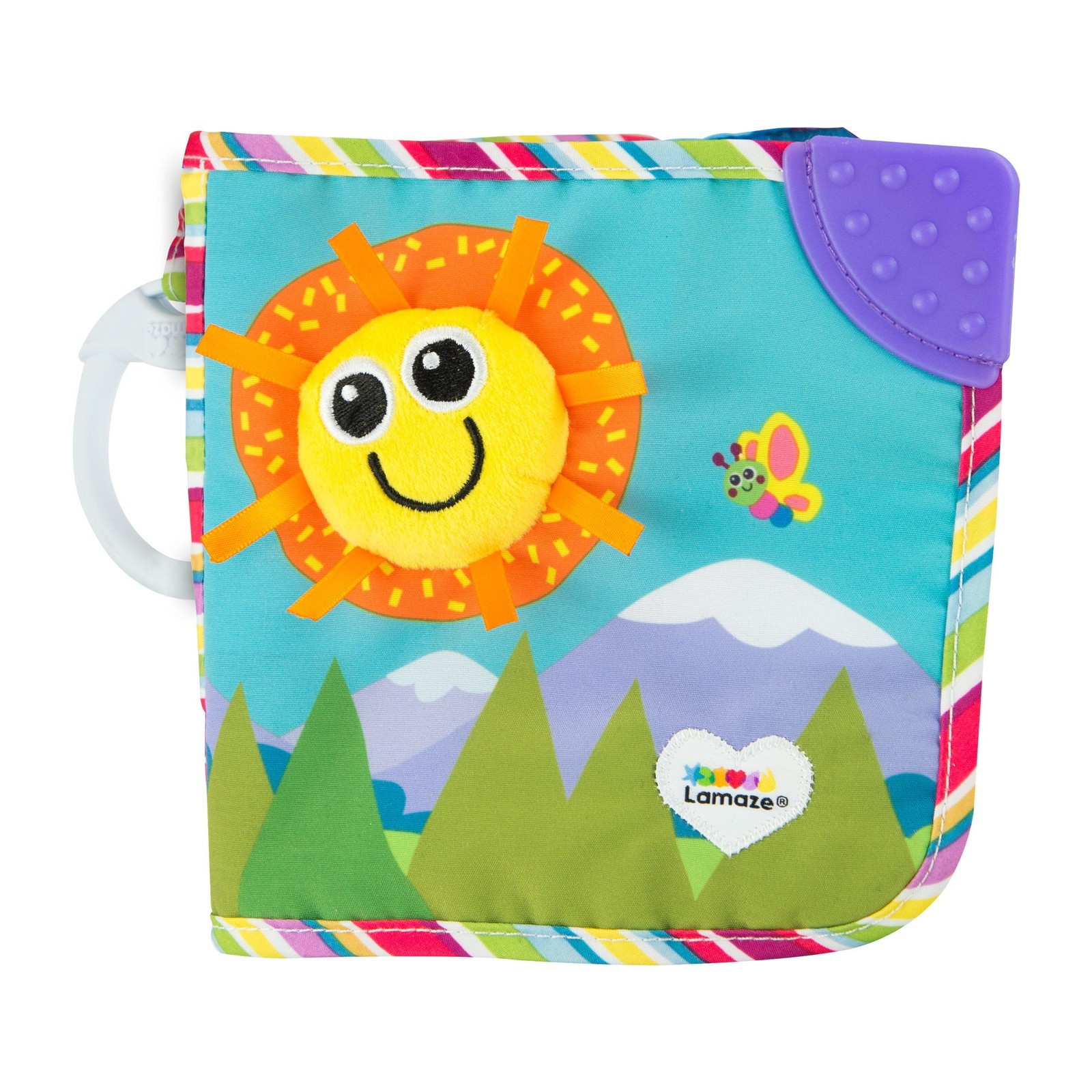 LAMAZE L27186 Friends Book Soft Pushchair Toy Gommoso Freunde Libro, Multicolore