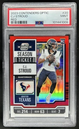 2023 Panini Contenders Optic C.J. Stroud RC Red Season Ticket #/175 Texans PSA 9