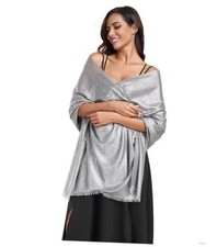 Sparkling Metallic Shawls and Wraps for Weddings Lightweight Wraps Dark Gray