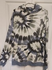 No Boundaries Tie-Dye Hoodie Sz Medium 38-40 Gray Green Blue Swirl Design Read