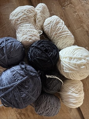 Lot Of Mixed Yarn Yarns Ivory Gray Black  Assortment
