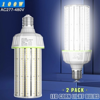 480V LED Corn Light 100W Replace 500 Watt Metal Halide HPS Bulbs E39 Base 5000K