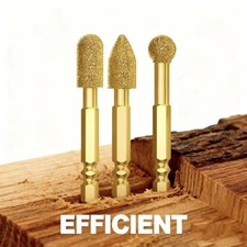 3-Piece Diamond Grinding Head Set with Hex Shank for Use with a Drill