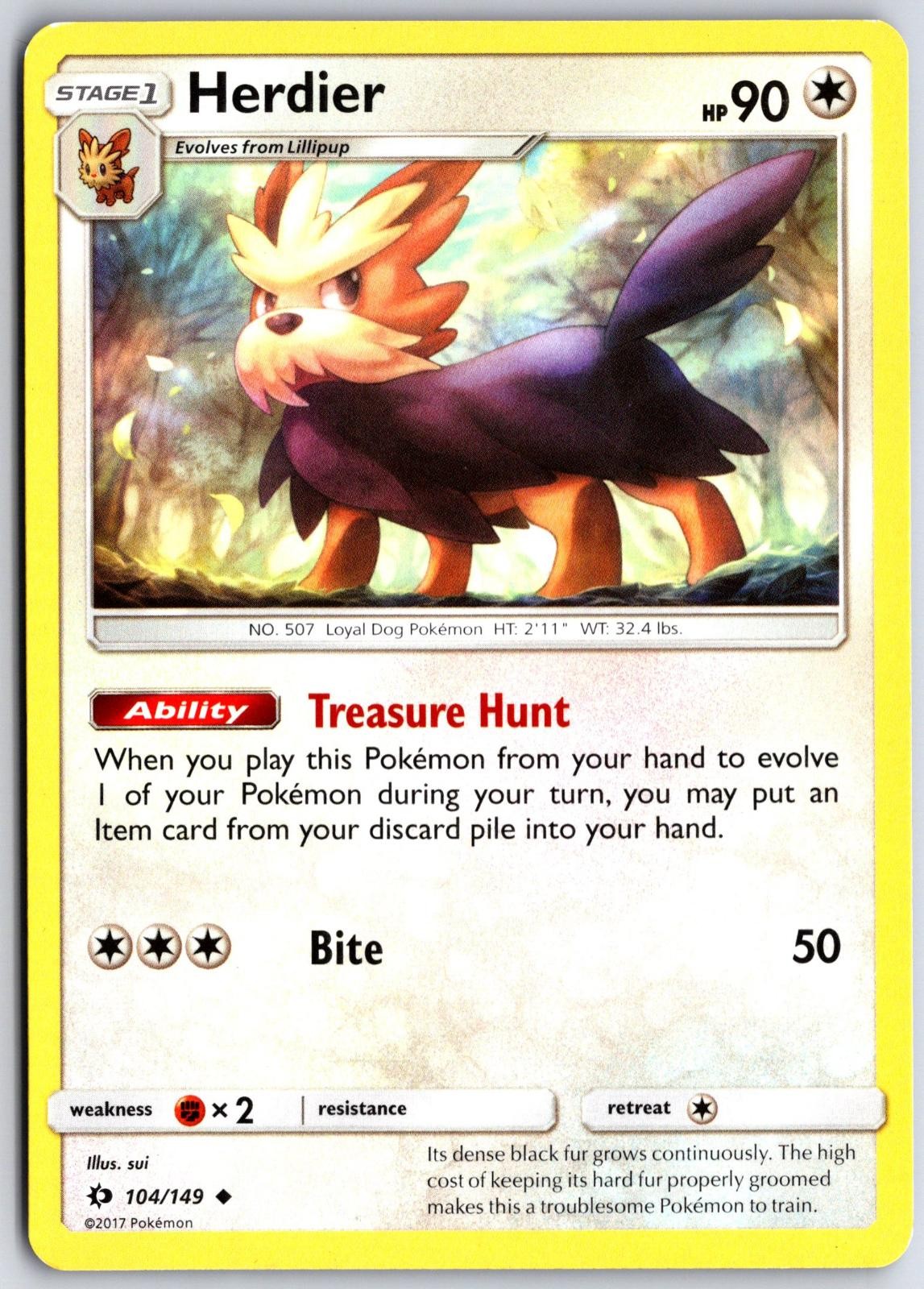 Pokemon Herdier 104/149 Uncommon SM Base Set LP