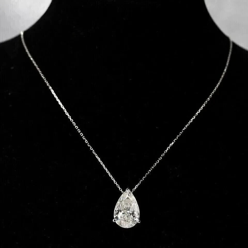 3.00Ct Pear Cut IGI Certified Lab Grown Diamond Wedding Pendant 14K White Gold