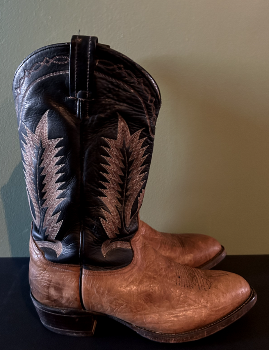 Vtg Mens Tony Lama 6171 Western Leather Cowboy Boots Pecan  display picture 1