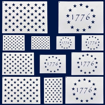 WISYOK American Flag 50 Star Stencils and 13 Stars 1776 Templates, American... 