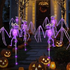 Halloween Decorations Outdoor Solar Garden Lights,2Pcs of Set 3D Scary Bat ...