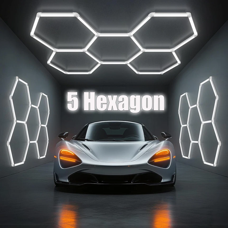 LED Honeycomb Light Hexagon Garage Lights High Brightness 5-Hex Light for Garage - Image 3 of 4