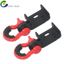 Suit For Toyota Tacoma 2009-2023 Front Recovery Tow Hook Brackets Set Red 2pcs