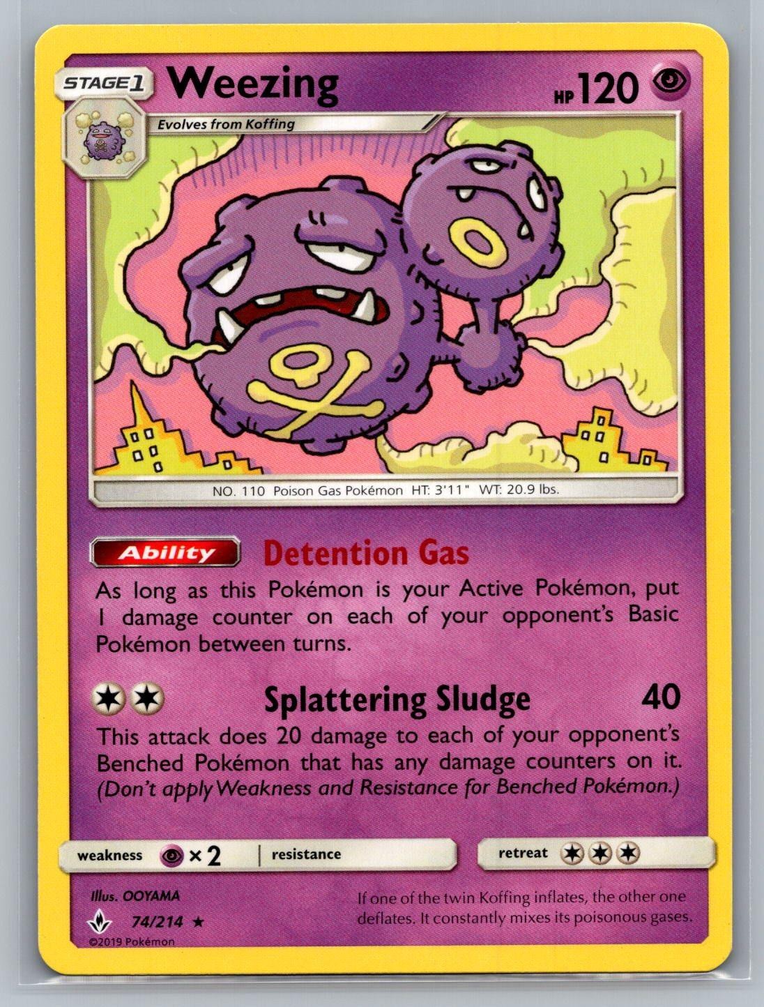 Weezing 74/214 Rare Unbroken Bonds Pokemon NM