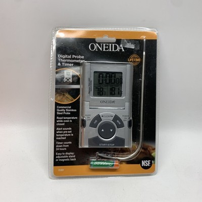 Oneida Digital Probe Cooking Thermometer & Timer Silver/Grey Model 31201 NEW