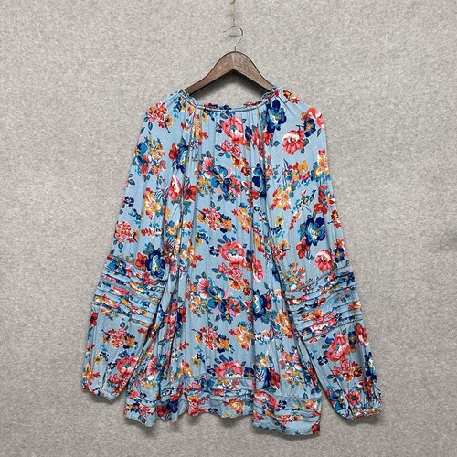 Tolani Collection Plus Size 2X Women’s Tunic Top Blue Long Sleeve Floral Split - Picture 6 of 11