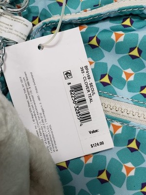 NEW Kipling Odell Backpack Nylon Laptop Bag BP4045 CLOVER TEAL GEOMETRIC BLUE NEW Kipling Seoul laptop Large Backpack TEAL CLOVER  main image 4